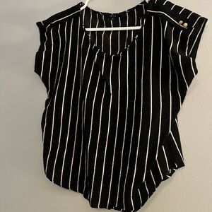 Large cute dark blue navy top with white stripes. Runs more like a medium/small